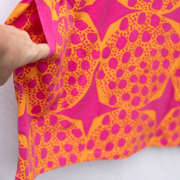 Marimekko Shift Mini Dress XS Pink Yellow Abstract Mod Print Cotton Pockets - Picture 4 of 8